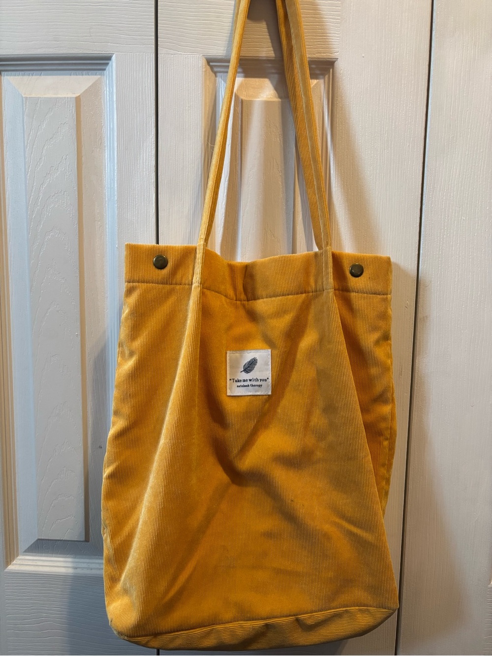Yellow corduroy tote